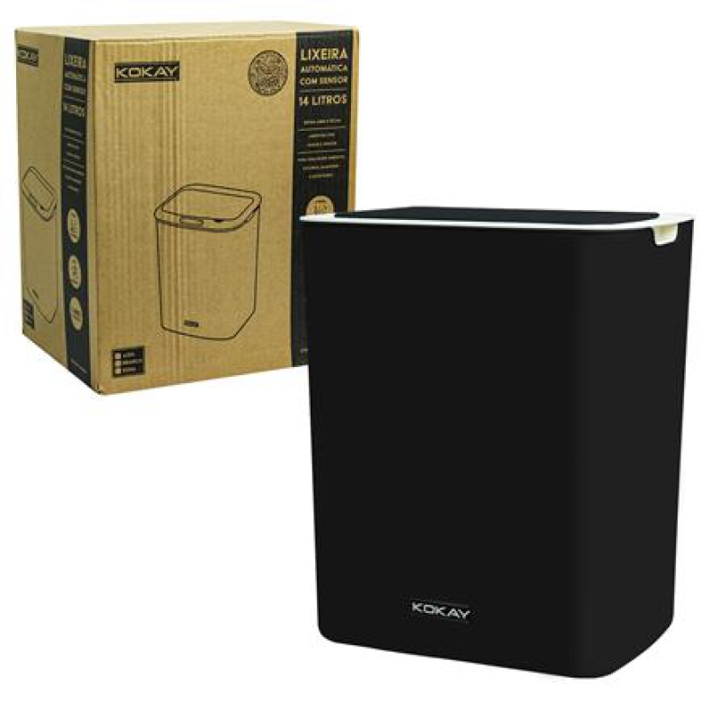 Só Tudo LIXEIRA AUTOMATICA PRETA COM SENSOR
